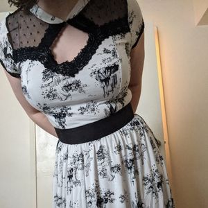 DISNEYPrincess Print Keyhole Lace Cap Sleeve Dress